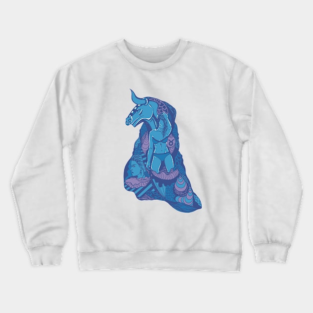 Mountain Blue Her Taurus Crewneck Sweatshirt by kenallouis